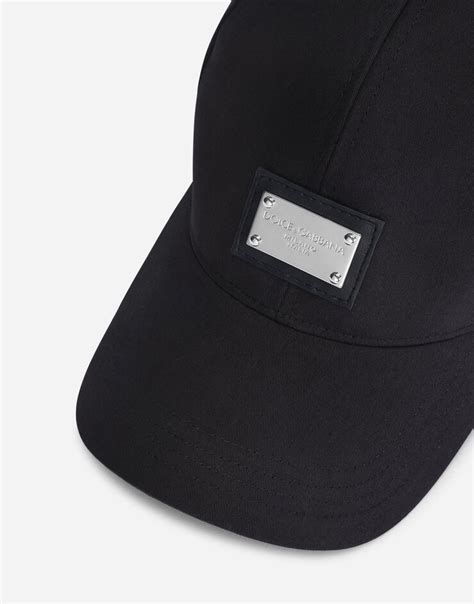 Cotton baseball cap with branded tag in Blue for Men.